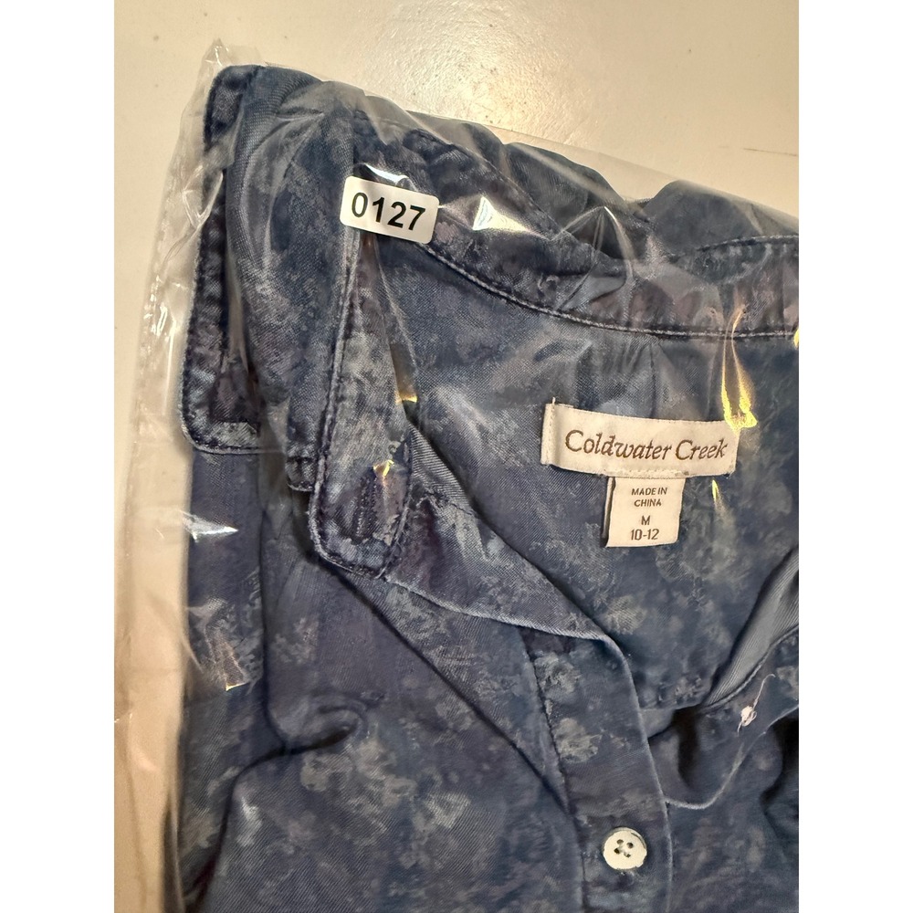 Coldwater Creek Blue Floral Tencel Sleeveless Button Down Shirt Medium 10-12 - Picture 7 of 7